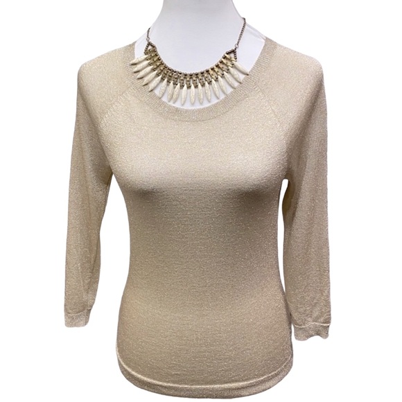 Halogen Tops - Halogen Tan Gold Sparkling Blouse